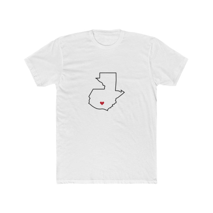 Guatemala Antigua Mission Heart Map shirt in White: Guatemala outline with a red heart, front view
