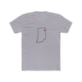 Indiana Fort Wayne Mission Heart Map shirt in Heather Grey: Indiana outline with a red heart, front view