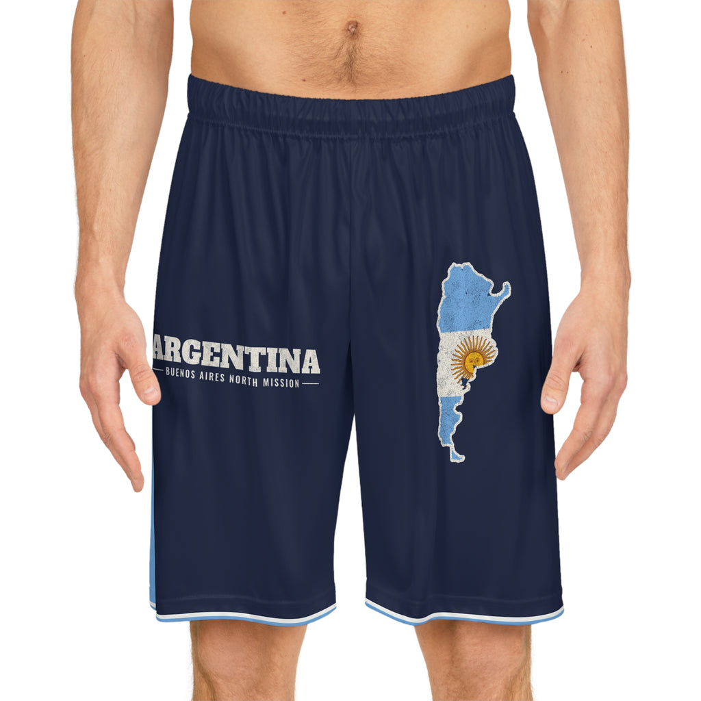 Argentina Buenos Aires North Mission Basketball Shorts, worn, front view
