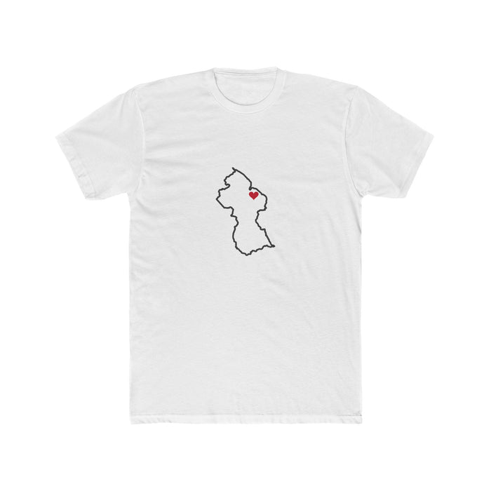 Guyana Georgetown Mission Heart Map shirt in White: Guyana outline with a red heart, front view
