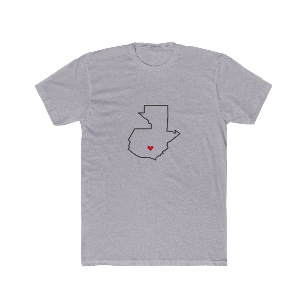 Guatemala Guatemala City Mission Heart Map shirt in Heather Grey: Guatemala outline with a red heart, front view