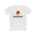 Germany Frankfurt Mission Flag Map shirt in White: flag of Germany in the outline of Germany with navy lettering, front view