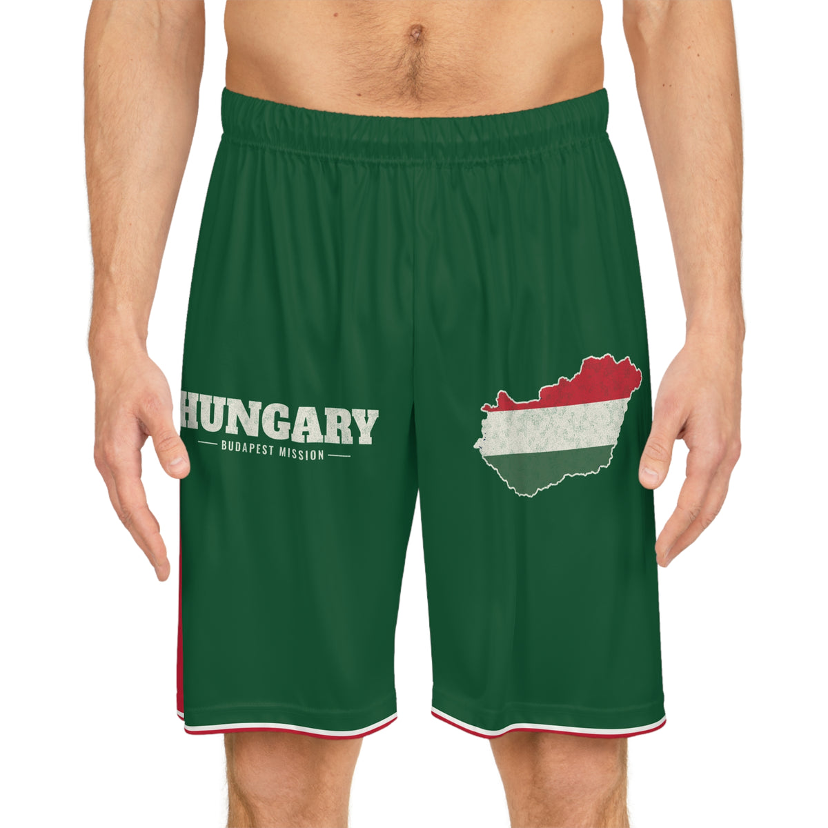 Hungary Budapest Mission Basketball Shorts, worn, front view