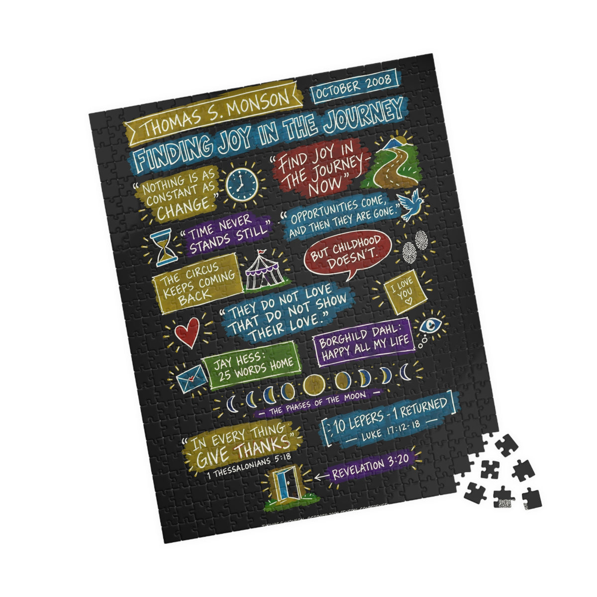 Finding Joy in the Journey Sketch Note 520-Piece Puzzle — Thomas S. Monson