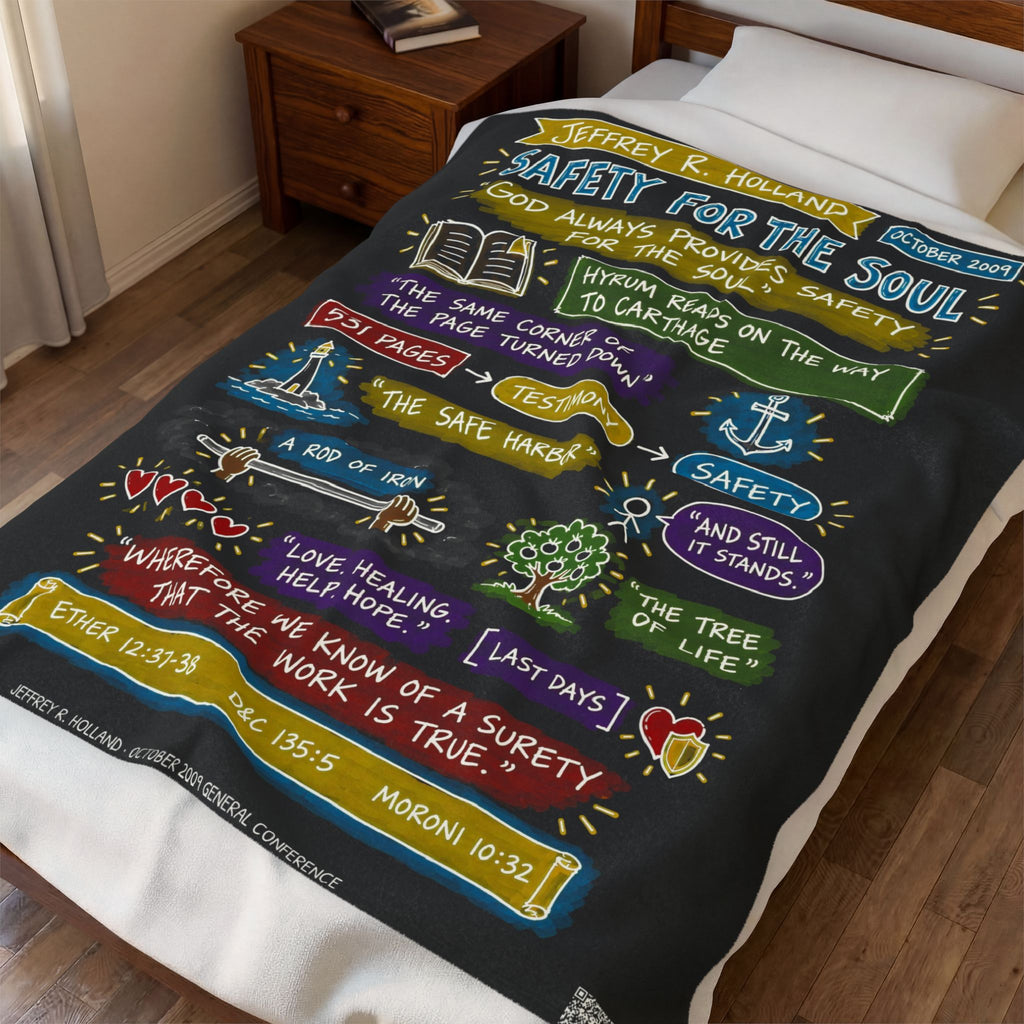 Safety for the Soul Sketch Note Plush Blanket — Jeffrey R. Holland