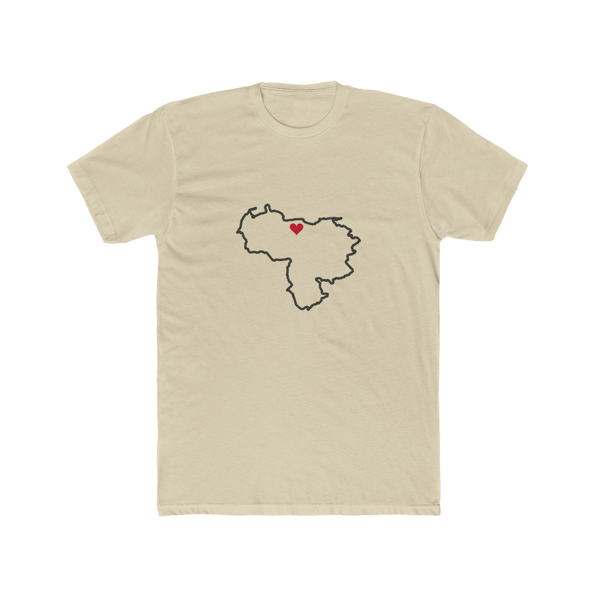 Venezuela Caracas Mission Heart Map shirt in a mission shirt color: Venezuela outline with a red heart, front view