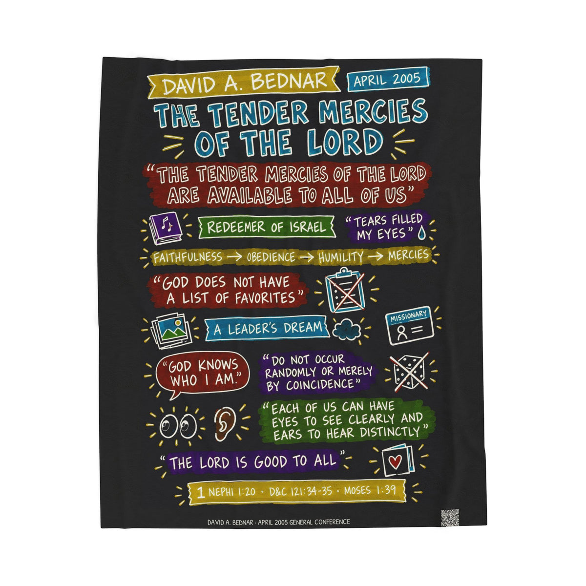 The Tender Mercies of the Lord Sketch Note Plush Blanket — David A. Bednar
