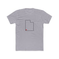Utah St. George Mission Heart Map shirt in Heather Grey: Utah outline with a red heart, front view