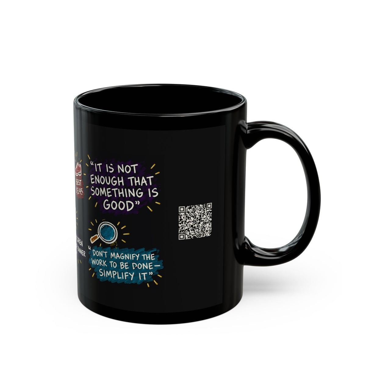 Good, Better, Best Sketch Note Black Mug — Dallin H. Oaks