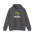 Brazil Natal Mission Flag Map Hoodie in Charcoal, front view with the Brazil flag map and mission name