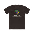 Brazil Rio de Janeiro North Mission Flag Map shirt in Dark Chocolate: flag of Brazil in the outline of Brazil with cream lettering, front view