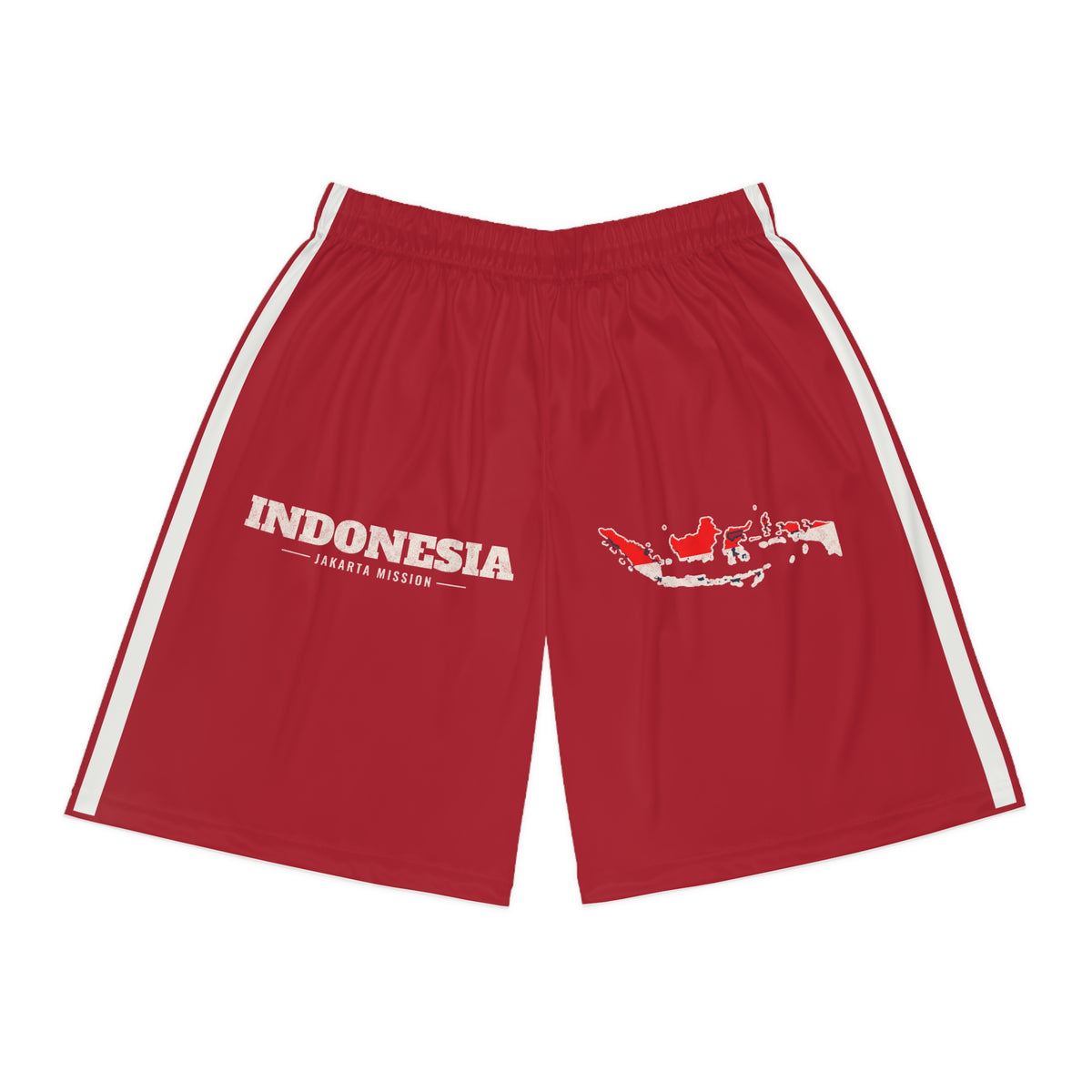 Indonesia Jakarta Mission Basketball Shorts, front view