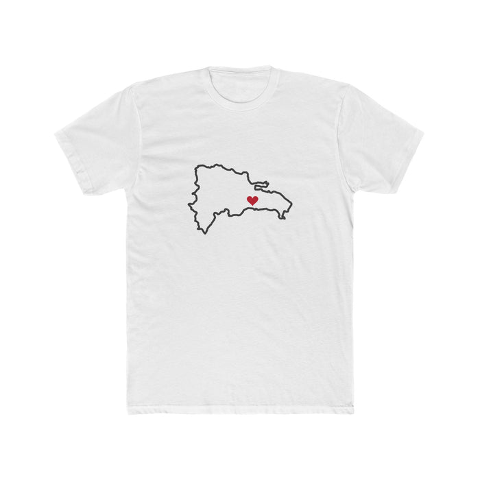Dominican Republic Santo Domingo East Mission Heart Map shirt in White: Dominican Republic outline with a red heart, front view