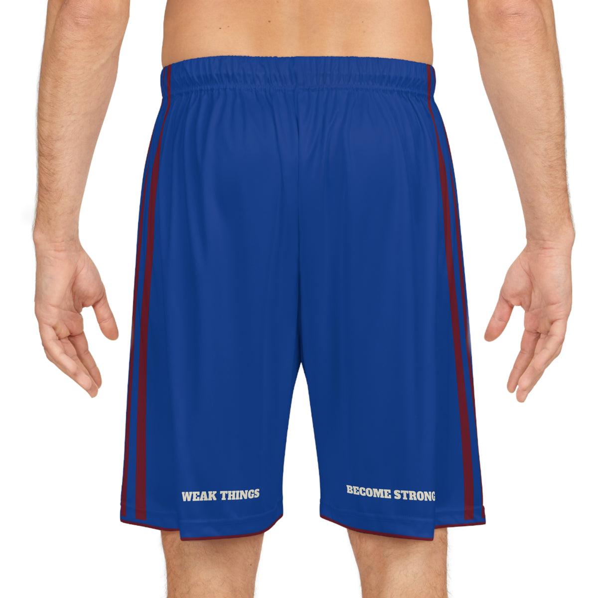 Michigan Detroit Mission Basketball Shorts, worn, back view