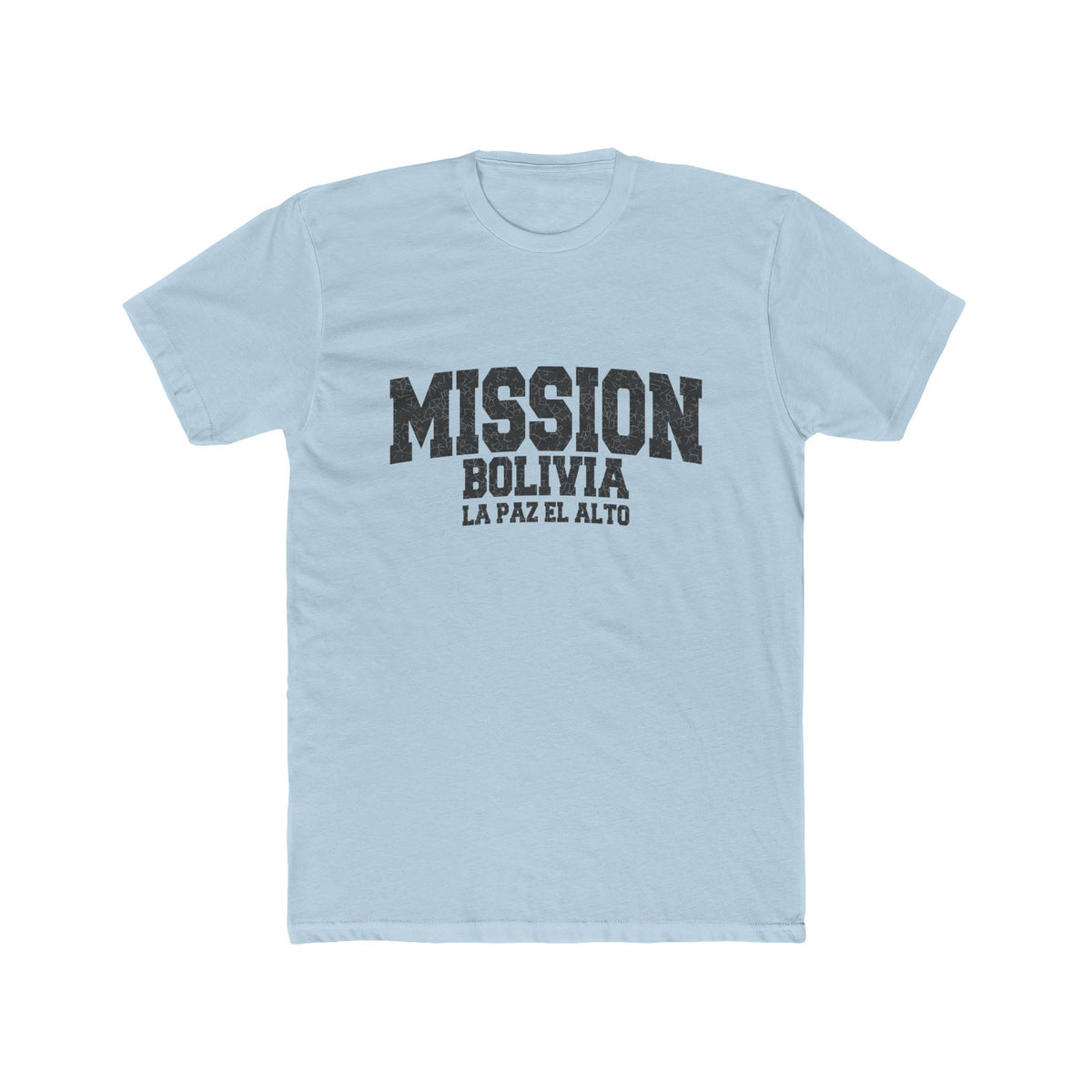 Bolivia La Paz El Alto Mission T-Shirt in Solid Light Blue, front view