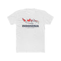 Indonesia Jakarta Mission Flag Map shirt in White: flag of Indonesia in the outline of Indonesia with navy lettering, front view