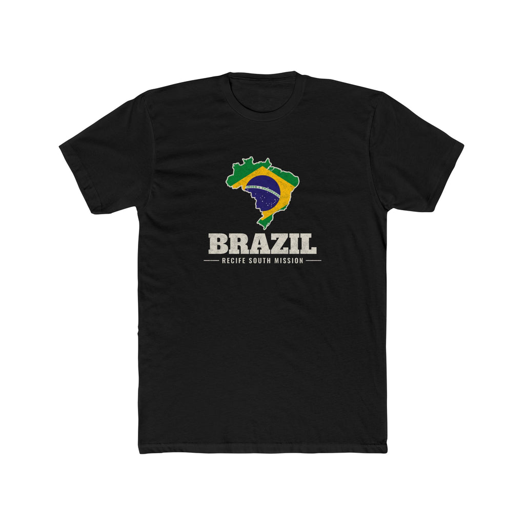 Brazil Recife South Mission Flag Map shirt in Black: flag-filled map printed on the front