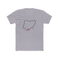 Nigeria Aba Mission Heart Map shirt in Heather Grey: Nigeria outline with a red heart, front view