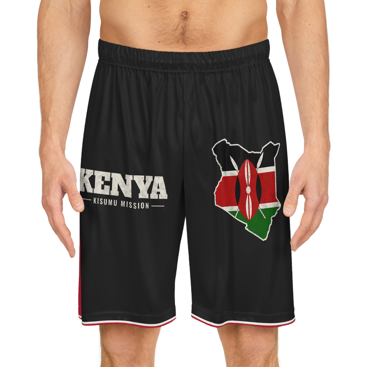 Kenya Kisumu Mission Basketball Shorts, worn, front view