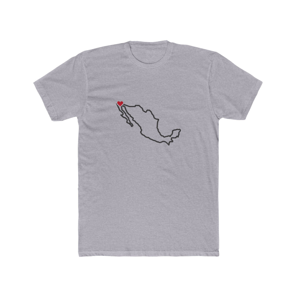 Mexico Mexicali Mission Heart Map shirt in Heather Grey: Mexico outline with a red heart, front view