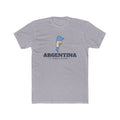 Argentina Mendoza Mission Flag Map shirt in Heather Grey: flag of Argentina in the outline of Argentina with navy lettering, front view