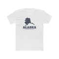 Alaska Anchorage Mission Flag Map shirt in White: Alaska state flag in the outline of Alaska with navy lettering, front view