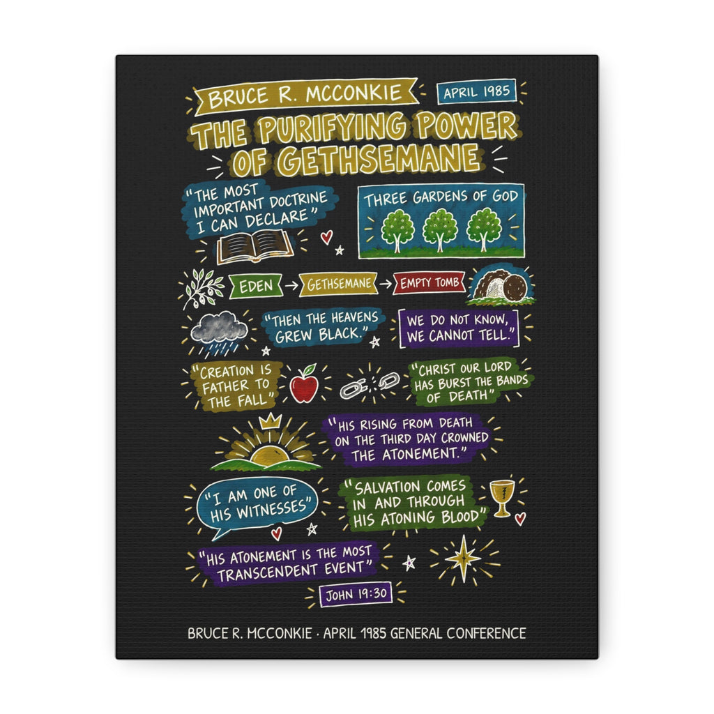 The Purifying Power of Gethsemane Sketch Note Canvas (Black) — Bruce R. McConkie
