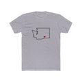 Washington Kennewick Mission Heart Map shirt in Heather Grey: Washington outline with a red heart, front view