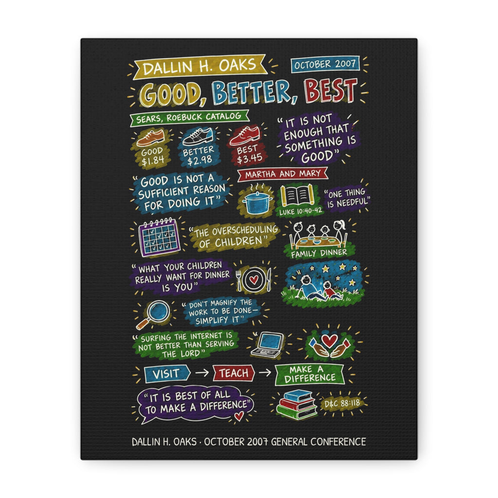 Good, Better, Best Sketch Note Canvas (Black) — Dallin H. Oaks