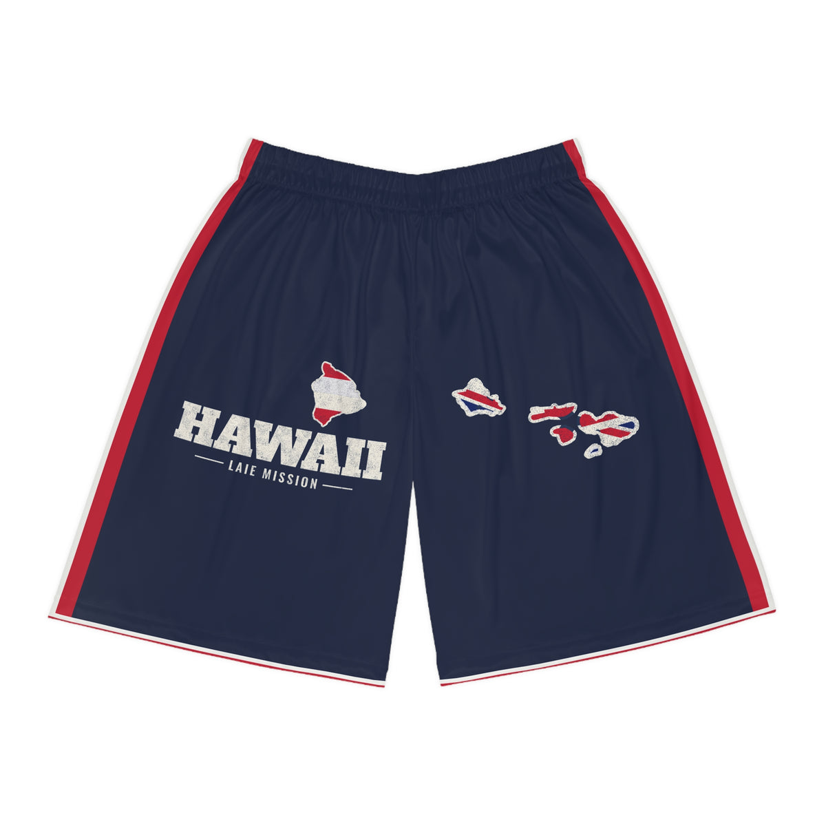 Hawaii Laie Mission Basketball Shorts, front view