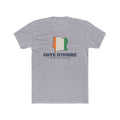 Cote d'Ivoire Abidjan North Mission Flag Map shirt in Heather Grey: flag of Cote d'Ivoire in the outline of Cote d'Ivoire with navy lettering, front view