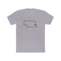 Nebraska Omaha Mission Heart Map shirt in Heather Grey: Nebraska outline with a red heart, front view