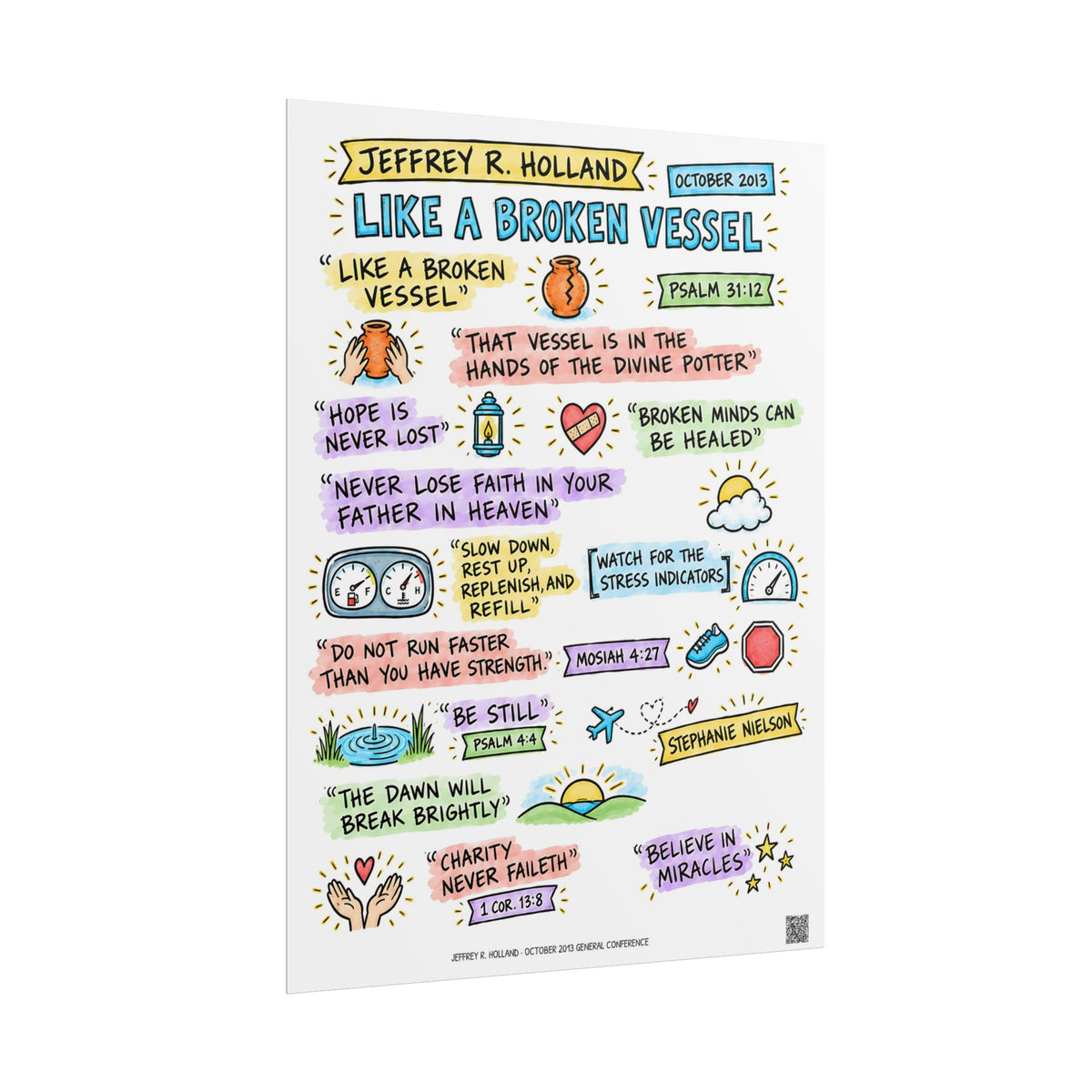 Like a Broken Vessel Sketch Note Poster — Jeffrey R. Holland