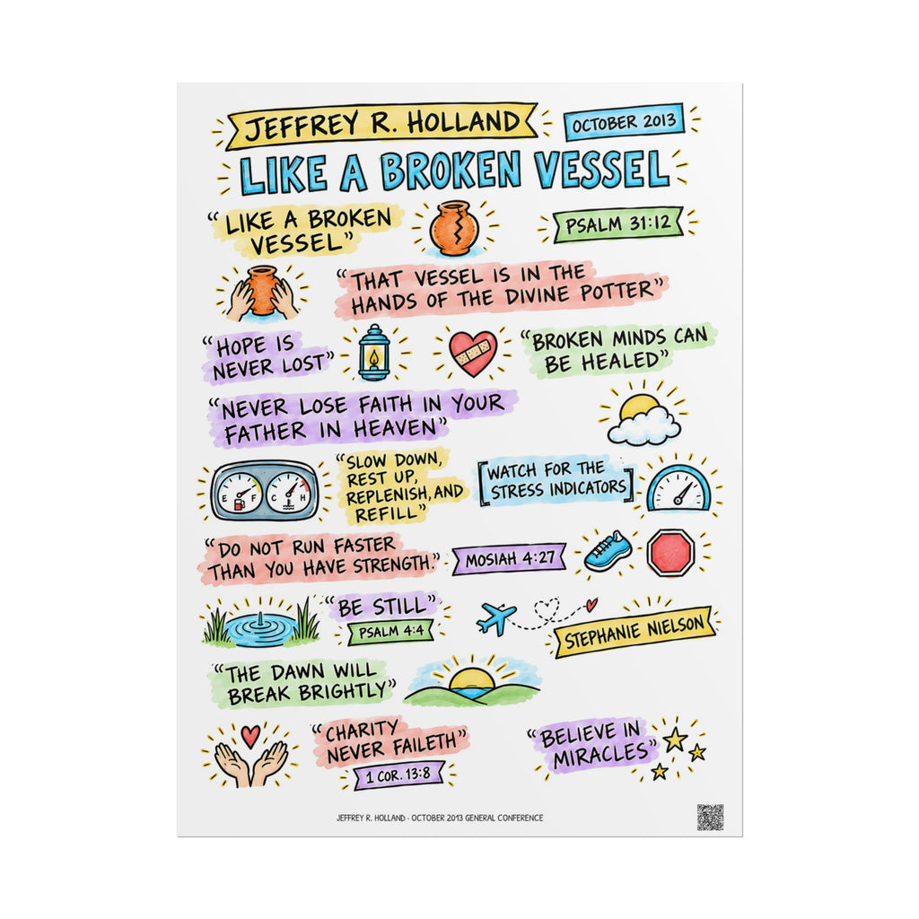 Like a Broken Vessel Sketch Note Poster — Jeffrey R. Holland