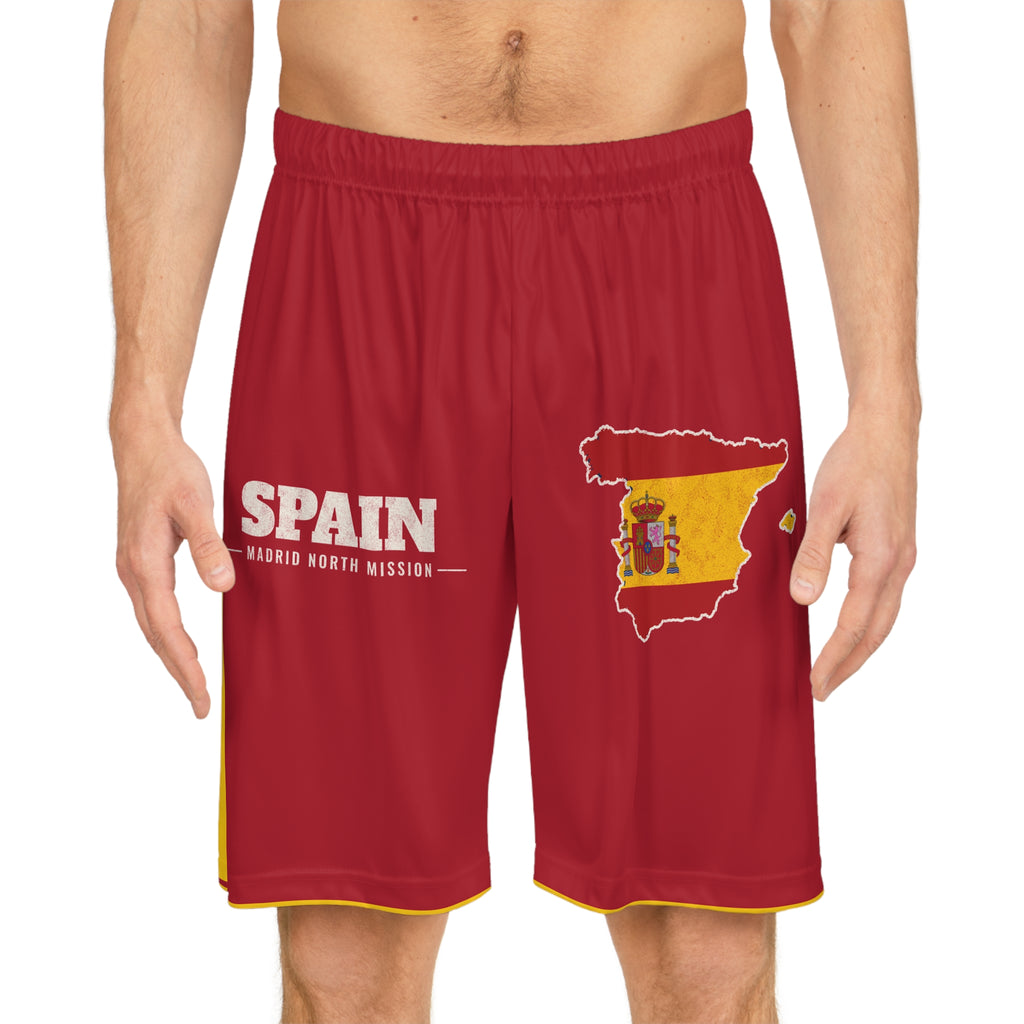 Spain Madrid North Mission Basketball Shorts, worn, front view