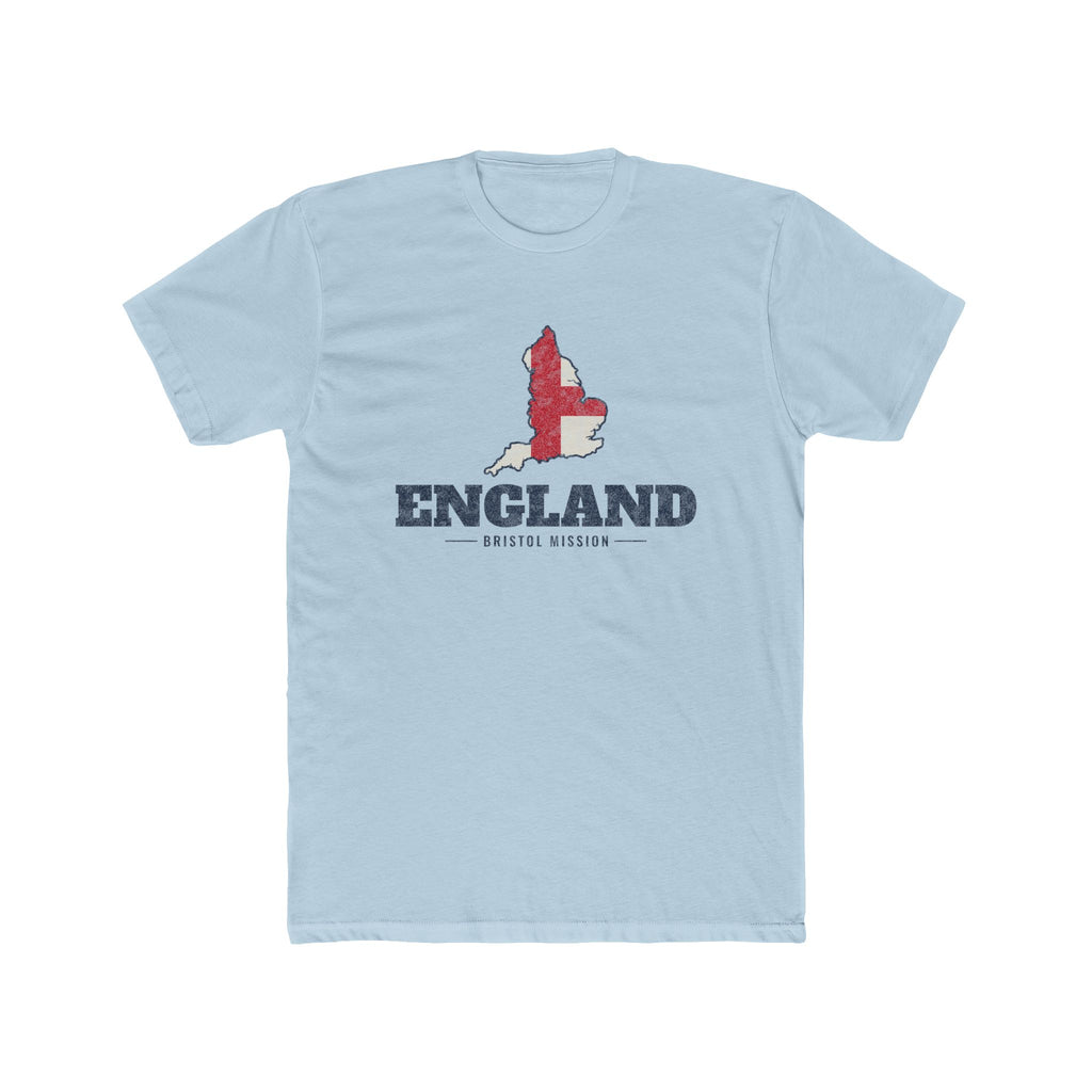 England Bristol Mission Flag Map shirt in Desert Pink: flag of England in the outline of England with navy lettering, front view