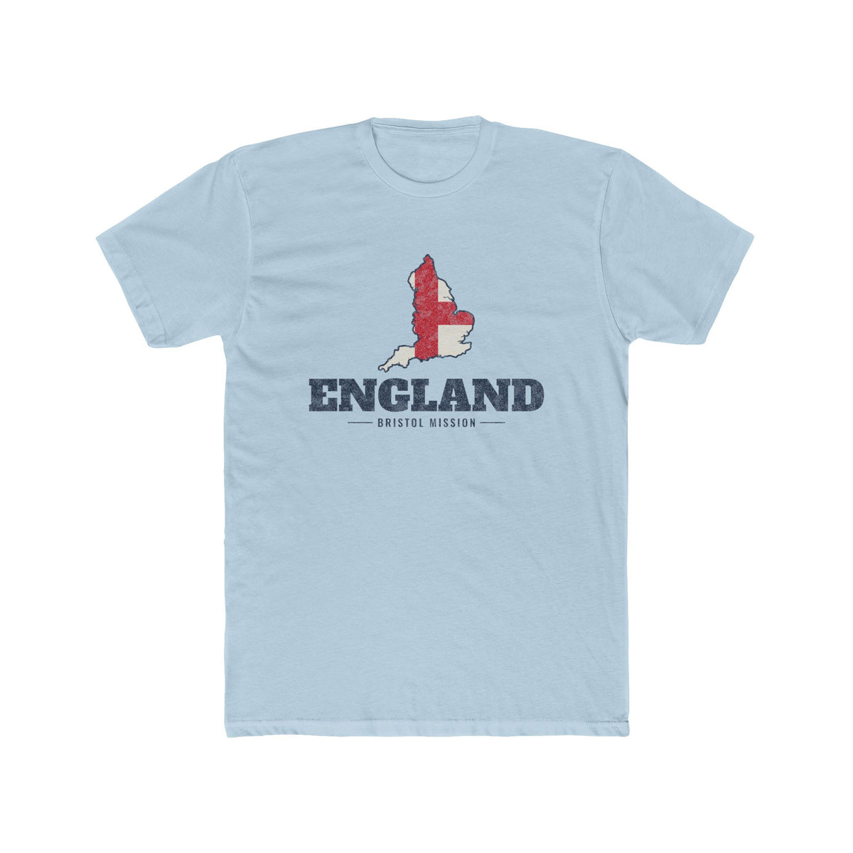 England Bristol Mission Flag Map shirt in Desert Pink: flag of England in the outline of England with navy lettering, front view