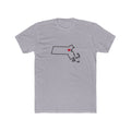Massachusetts Boston Mission Heart Map shirt in Heather Grey: Massachusetts outline with a red heart, front view