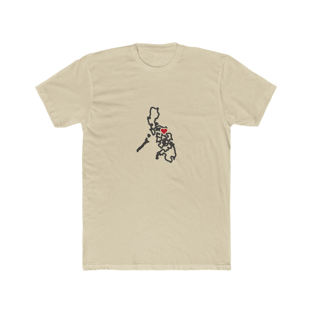 Philippines Legazpi Mission Heart Map shirt in Cream: Philippines outline with a red heart, front view