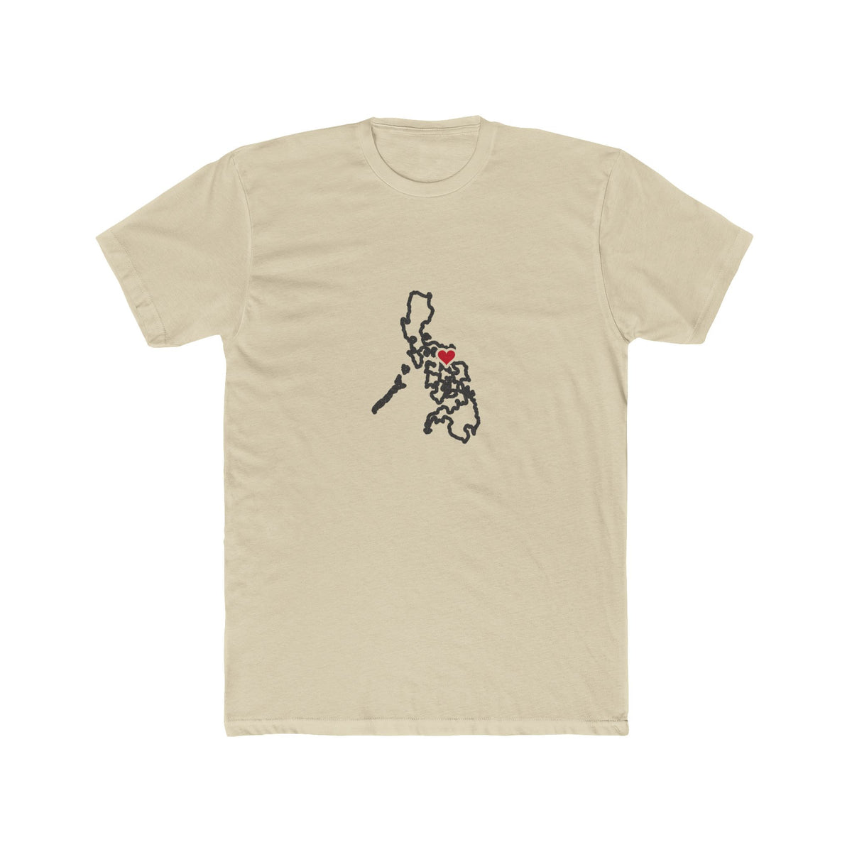 Philippines Legazpi Mission Heart Map shirt in Cream: Philippines outline with a red heart, front view