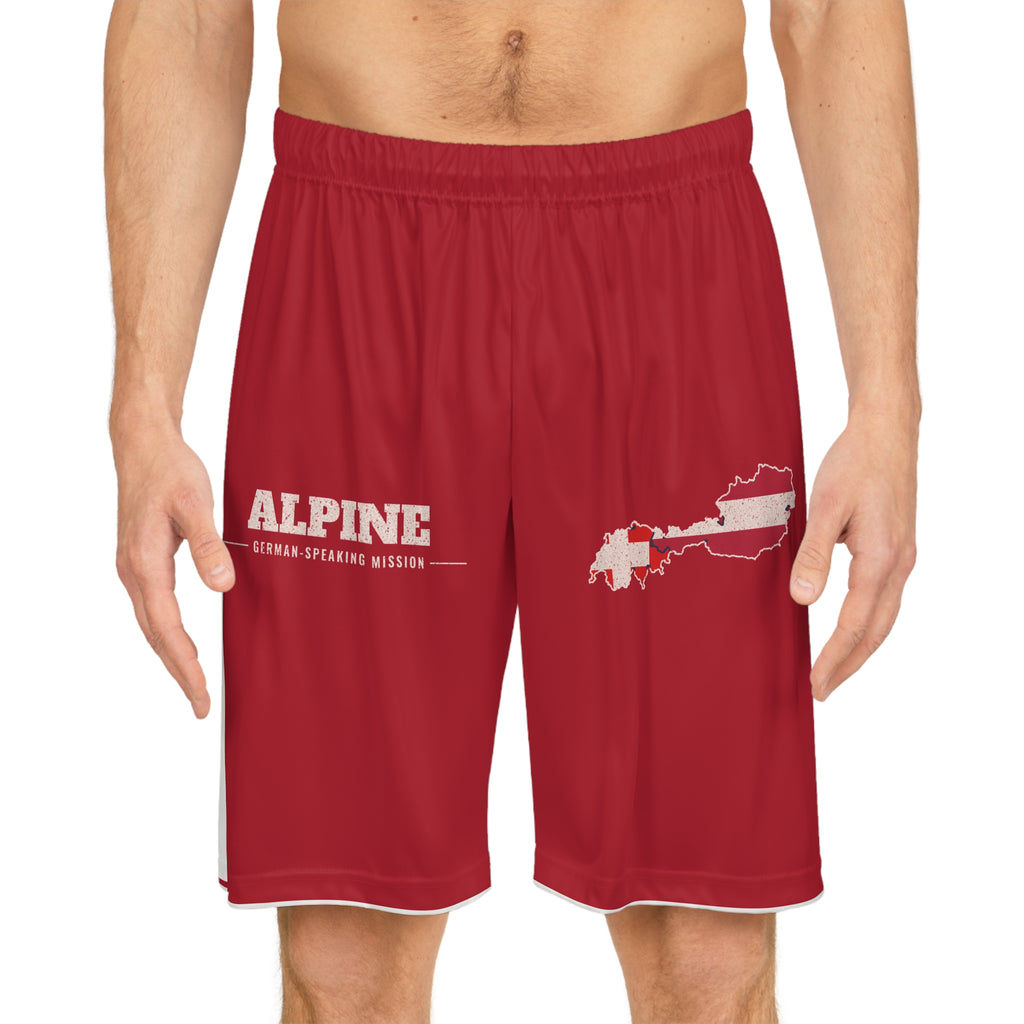 Alpine German-Speaking Mission Basketball Shorts, worn, front view