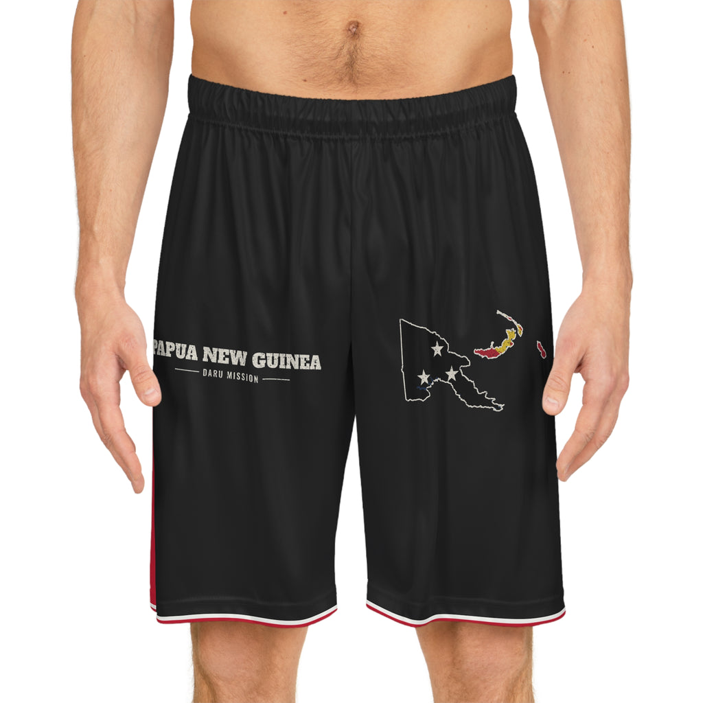 Papua New Guinea Daru Mission Basketball Shorts, worn, front view