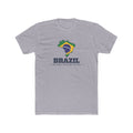 Brazil Sao Paulo Interlagos Mission Flag Map shirt in Heather Grey: flag of Brazil in the outline of Brazil with navy lettering, front view