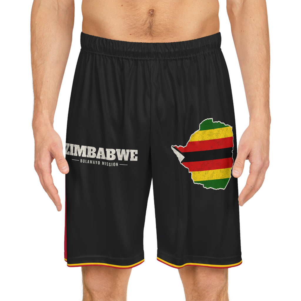 Zimbabwe Bulawayo Mission Basketball Shorts, worn, front view