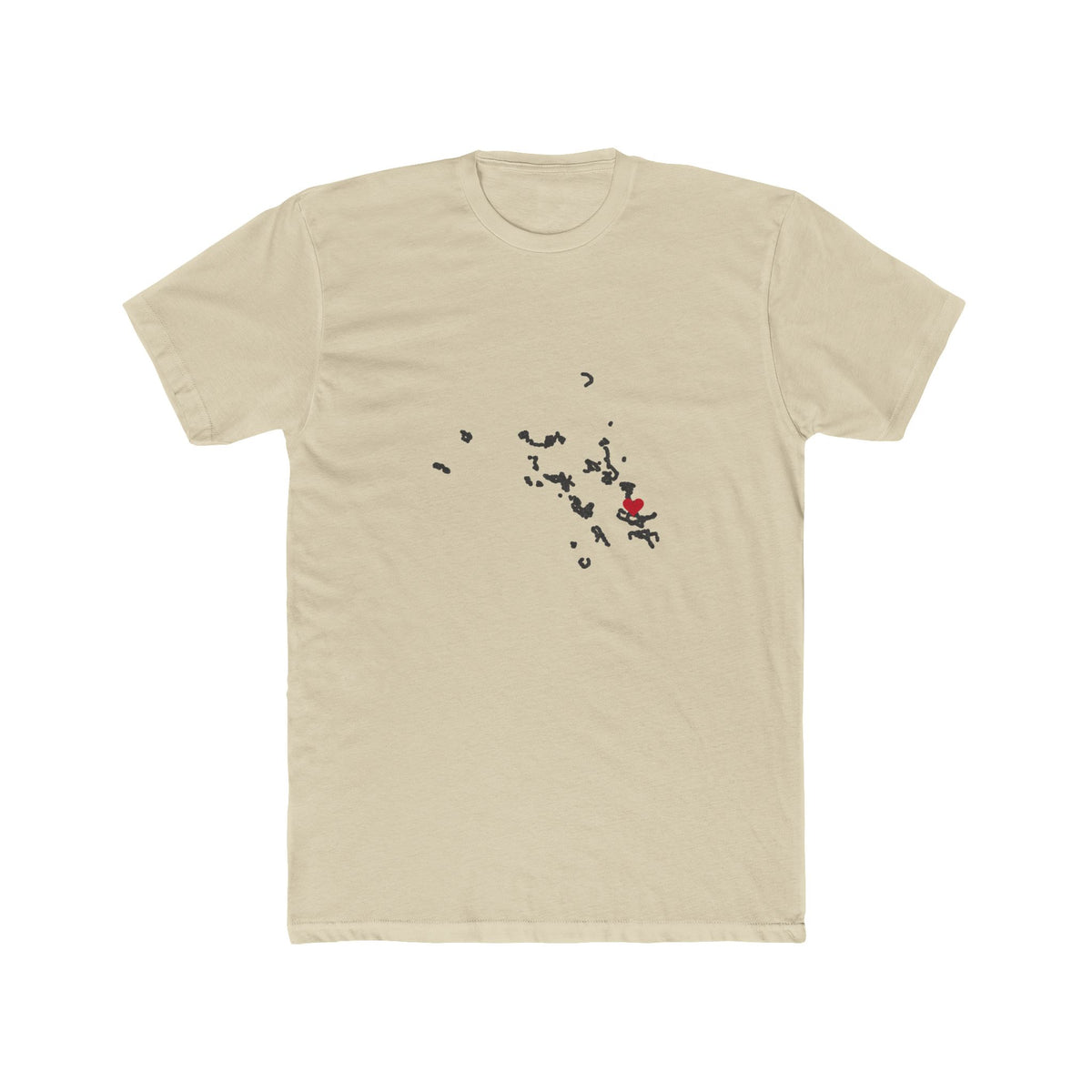 Marshall Islands/Kiribati Mission Heart Map shirt in Cream: Marshall Islands outline with a red heart, front view