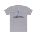 Argentina Buenos Aires West Mission Flag Map shirt in Heather Grey: flag of Argentina in the outline of Argentina with navy lettering, front view