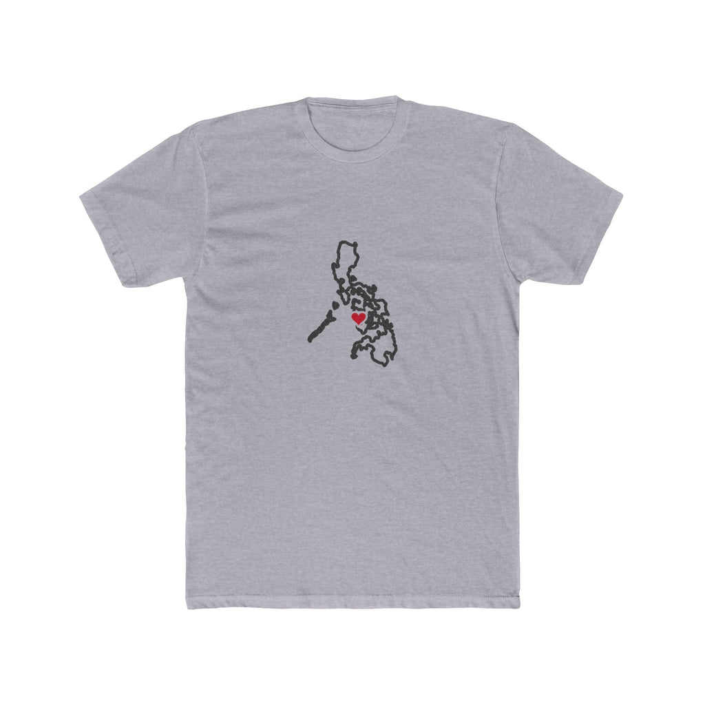 Philippines Iloilo Mission Heart Map shirt in Heather Grey: Philippines outline with a red heart, front view