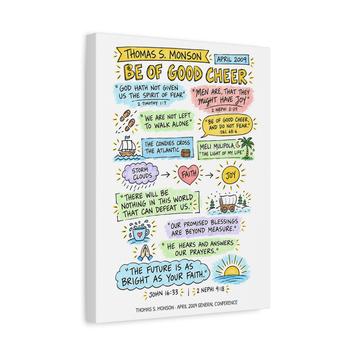 Be of Good Cheer Sketch Note Canvas — Thomas S. Monson