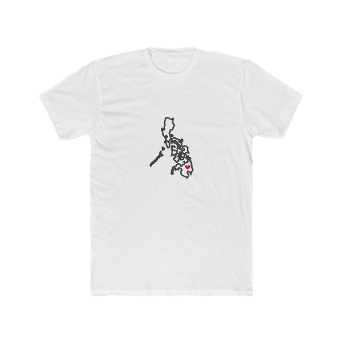 Philippines Butuan Mission Heart Map shirt in White: Philippines outline with a red heart, front view
