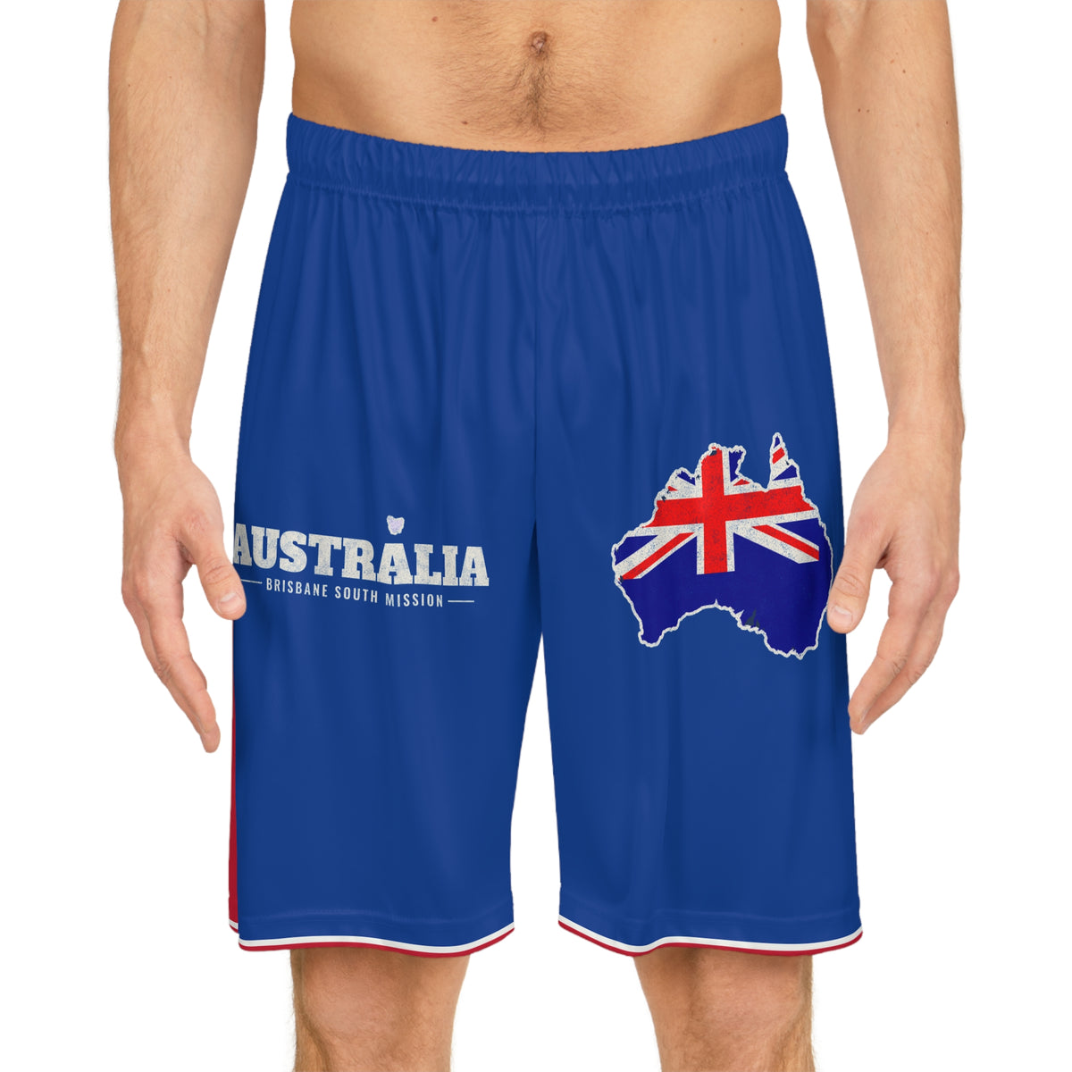 Australia Brisbane South Mission Basketball Shorts, worn, front view